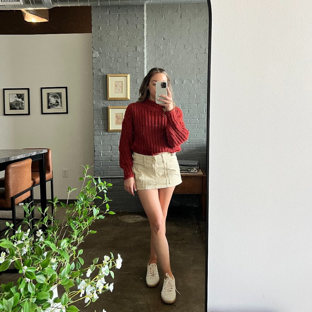 Princess Polly Red Chunky Cropped Sweater